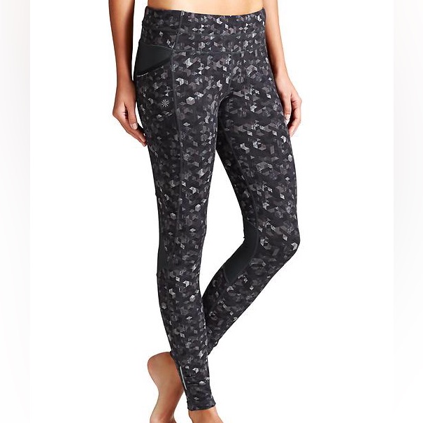 Athleta Triangular Be Free Tight Grey Black Athletic Leggings 138462 Euc Sz Xxs